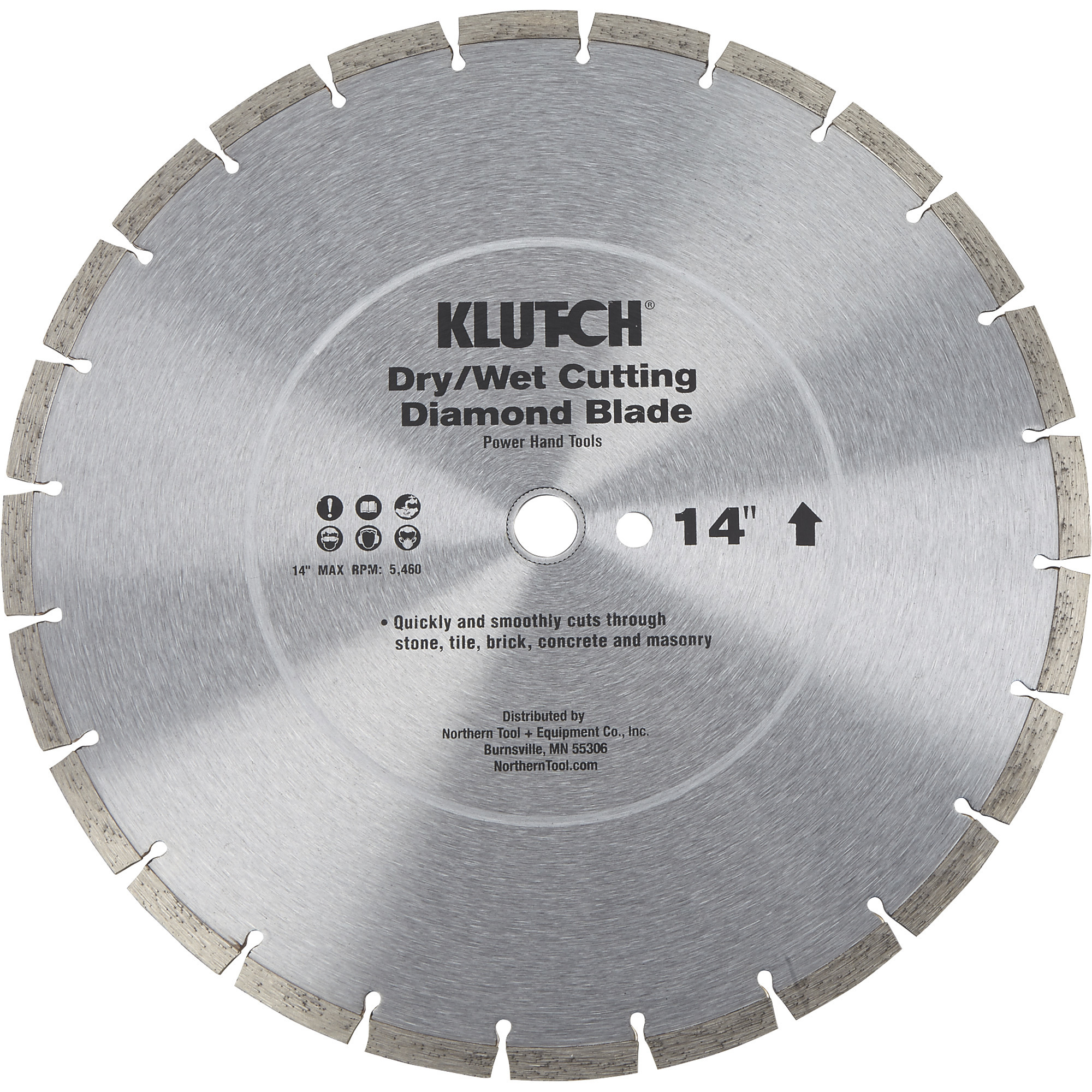 Klutch Segmented Diamond Blade, 14in. x 0.118in. x 1in.